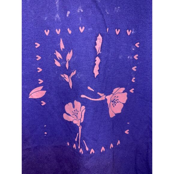 Vintage Flower Shirt Jerzees Floral Test Print Misprint Purple Graphic Tee 90s X - Picture 2 of 8